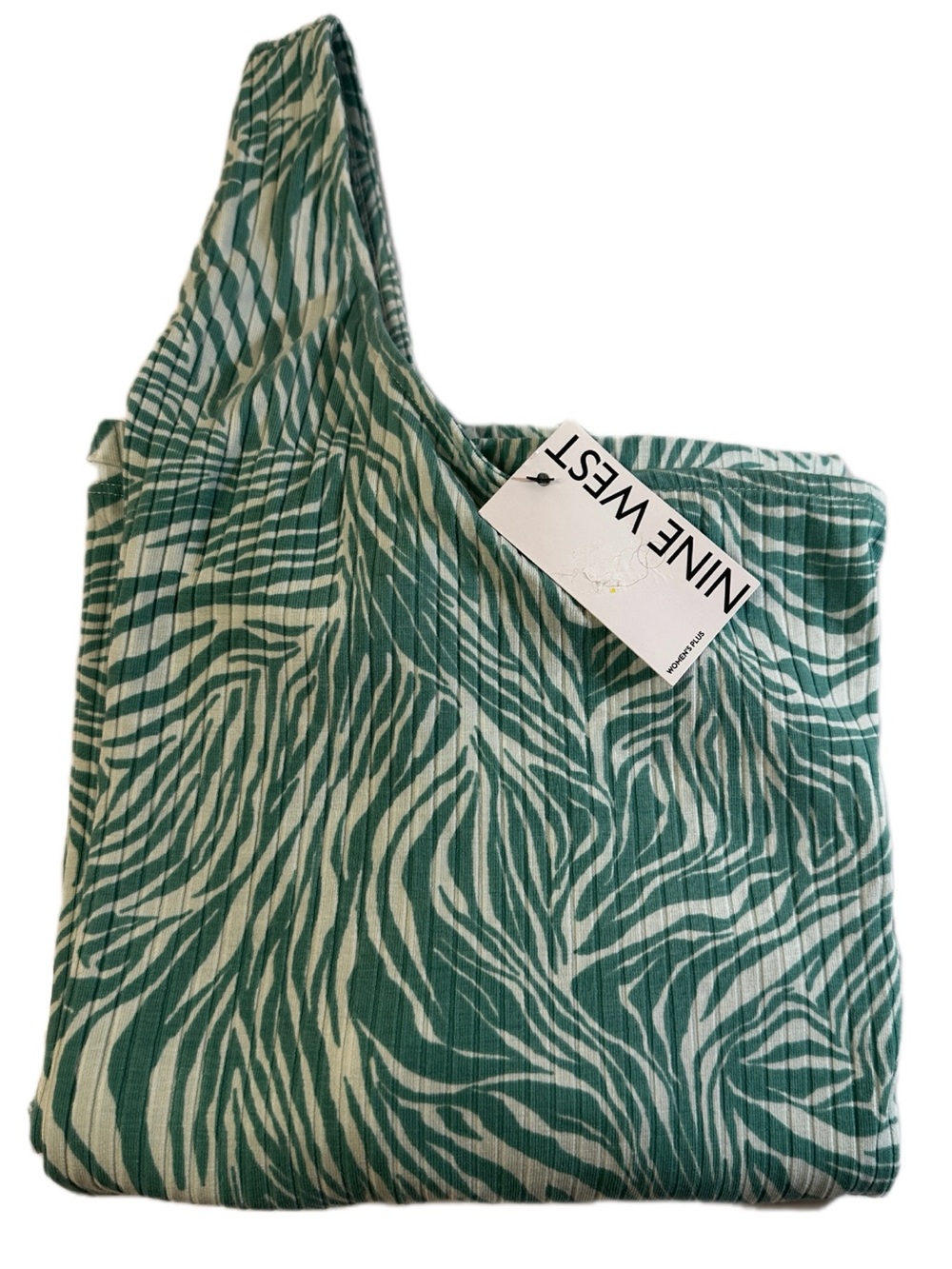 Nine West Green and White Zebra-Print one shoulder dress-resort wear-Size 2X